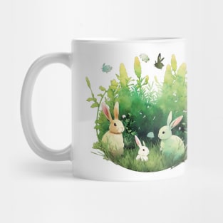 Watercolor Easter Bunny Trio Mug